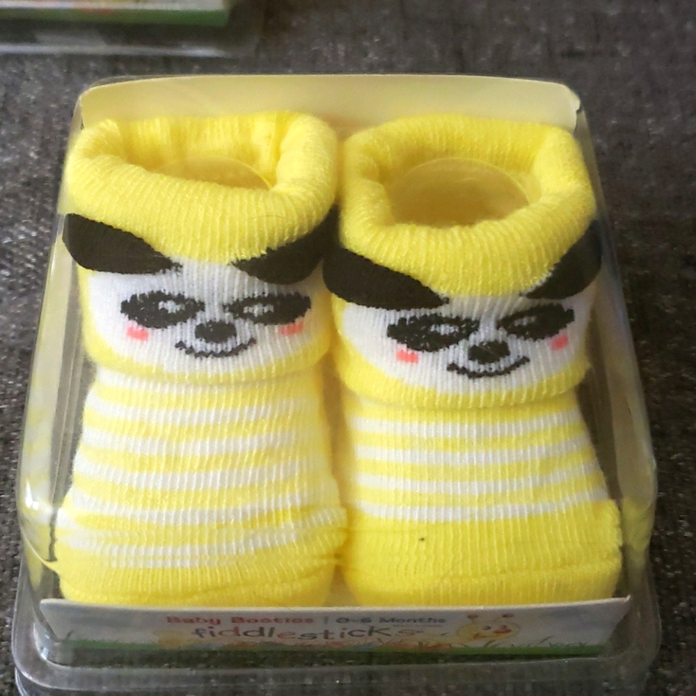 Yellow Panda Baby Booties
